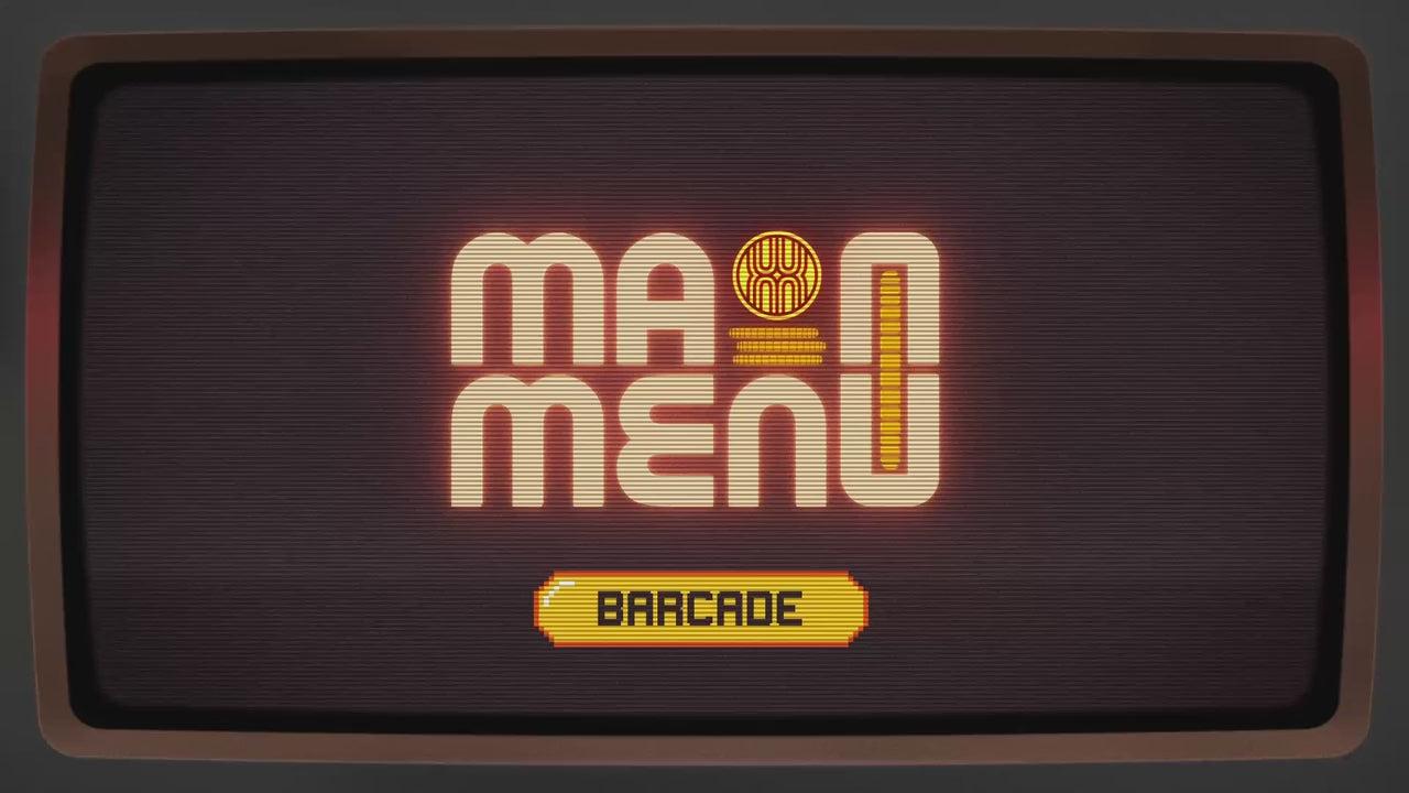Main Menu Barcade identity on a retro CRT screen