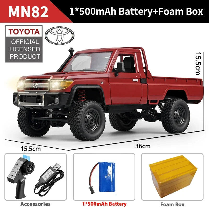 ZWN MN82 1:12 Retro RC Car with LED Lights and 4WD Remote Control Pickup Truck